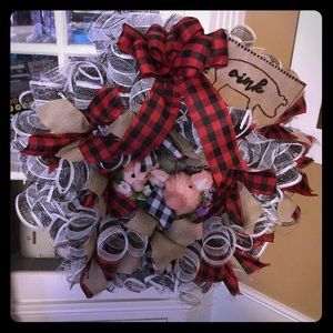 Country Pigs Deco Mesh Wreath